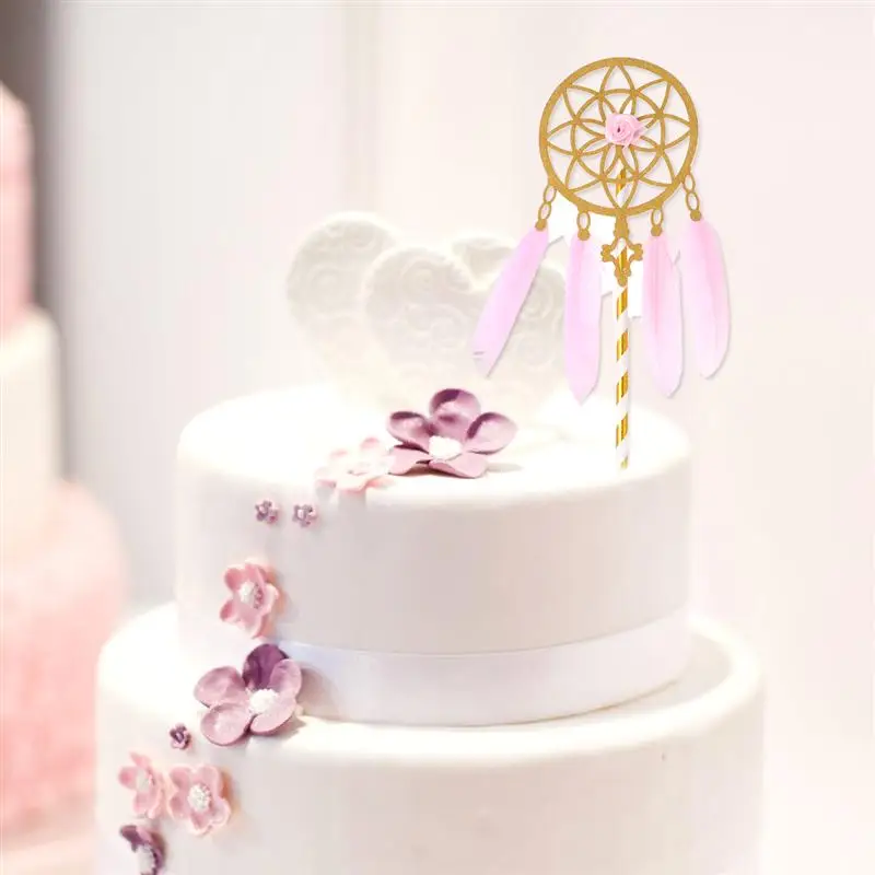 2020 5 шт. розовые топперы для торта золотой Ловец снов медиаторы романтические