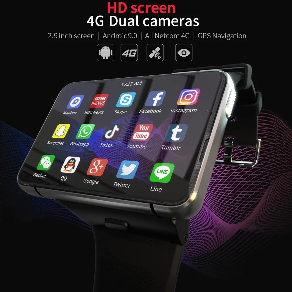 Appllp max android assista telefone duplo câmera chamadas de vídeo 4g wifi smartwatch masculino ram 4g rom 64g jogo relógio destacável banda