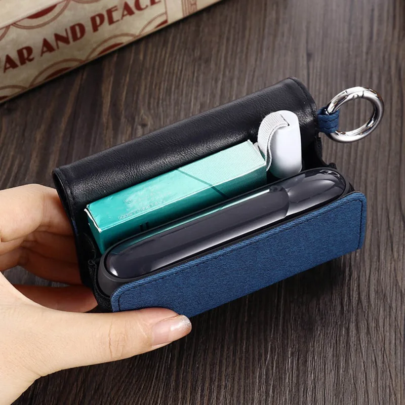 

Luxury Leather Case High-end Stitching Portable Hook Cases Storage Bag Full Protective Carrying Cover For IQOS 3.0