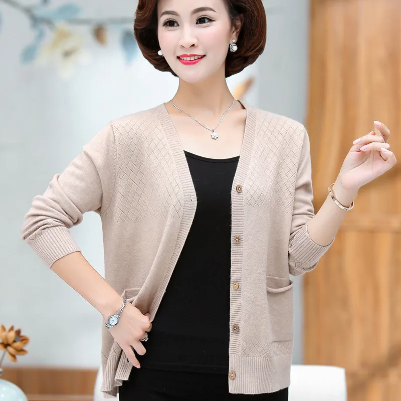 Женский кардиган с V-образным вырезом тонкая трикотажная куртка длинным рукавом