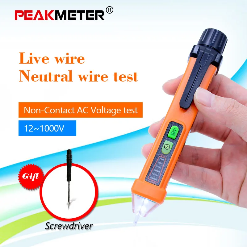 PEAKMETER PM8908C высокое качество Бесконтактный тест penci 12-1000 В детекторы напряжения переменного тока Автоматическое отключение электрическое Тестирование Карандаш+ подарок
