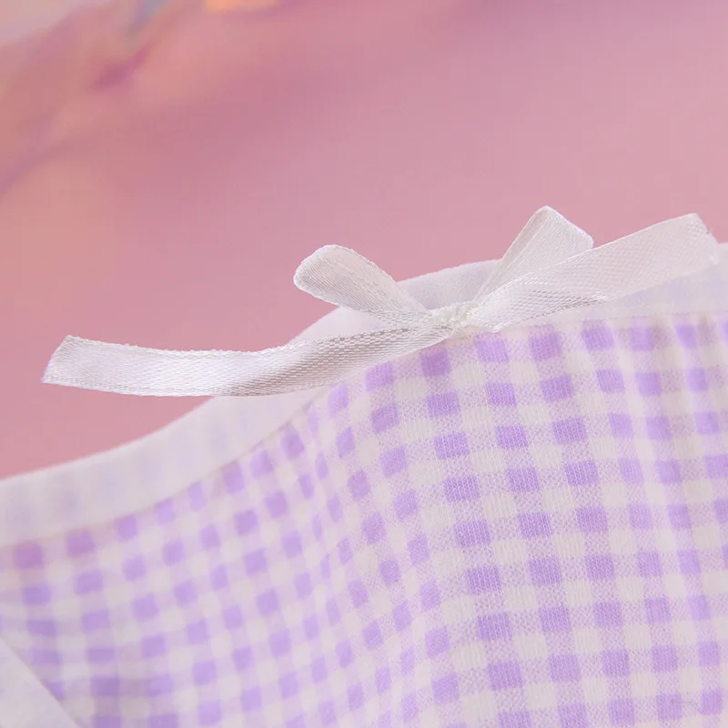 Японский светильник фиолетовые клетчатые трусики с бантиком 2 юаня мягкие для