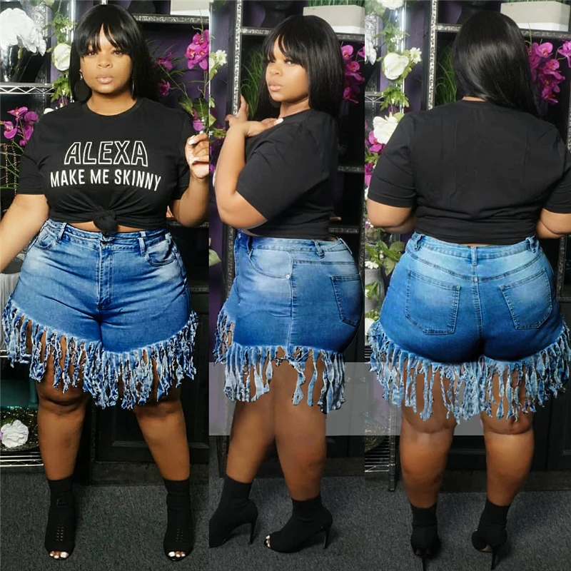 

Summer Women's Shorts Streetwear Straight Casual Short Jeans Denim Shorts Tassel Sexy Plus Size Jeans Dropshipping Wholesale
