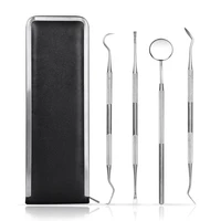 dental prepared teeth cleaning tools hygiene kit remove tartar 4 piece mouth mirror tooth picktarter scraper and dental scaling