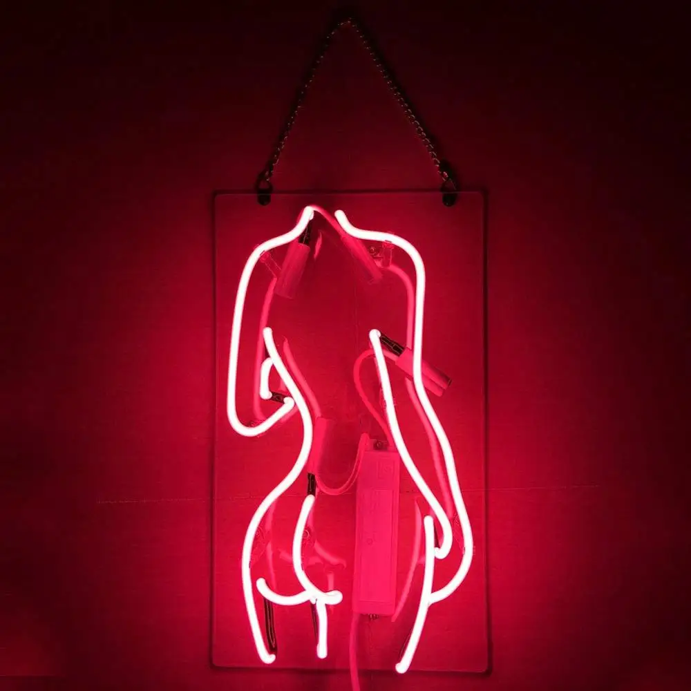 

Lady Back Girl Christmas Gift Neon Signs Real Glass Tube Feelings Beer Bar Pub Bedroom Wall Homeroom Girlsroom Party Decor 14x8