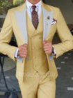 Gwenhwyfar 2021 высококачественные мужские костюмы светло-желтого цвета смокинг для жениха приталенный формальный деловой костюм для свадебного костюма лучший мужской блейзер