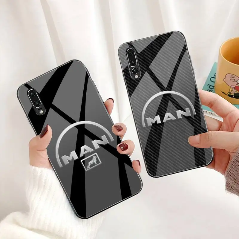 Чехол для телефона с логотипом Man Trucks закаленное стекло Huawei P30 P20 P10 lite honor 7A 8X 9 10 mate