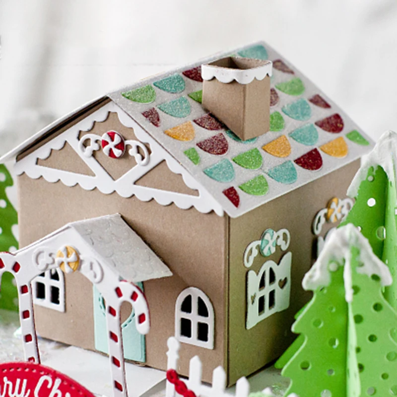 

JC House Tree Fence Architecture Metal Cutting Dies DIY for Scrapbooking Dies Cut Handmade Stencil Craft Mold Mould Model Decor