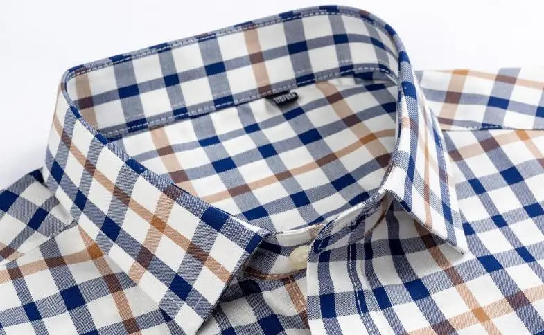 11 Color Cotton Oxford Striped Plaid Longsleeve Shirt for Men Dress Shirts 8XL High Quality Pure Color Business Button Up Shirt
