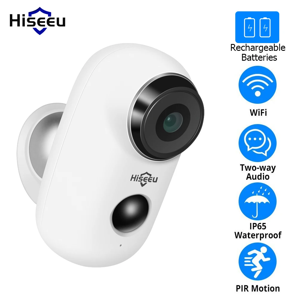 Беспроводная ip камера Hiseeu 1080P с аккумулятором Wi Fi перезаряжаемая 2 мегапиксельная