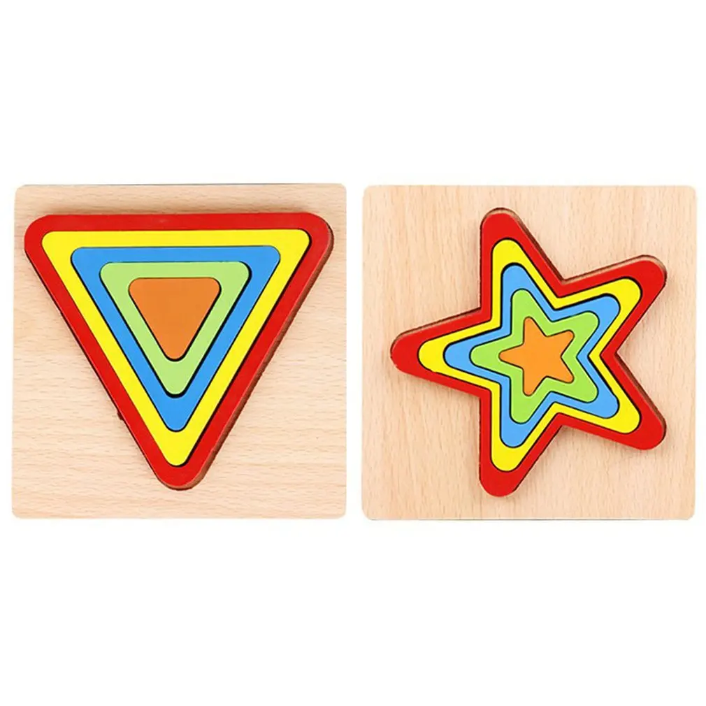 

Early Learning Wooden Geometric Shape Puzzle Cognition Children Puzzle Board Learning Sensory Toy Kids Educational Toy