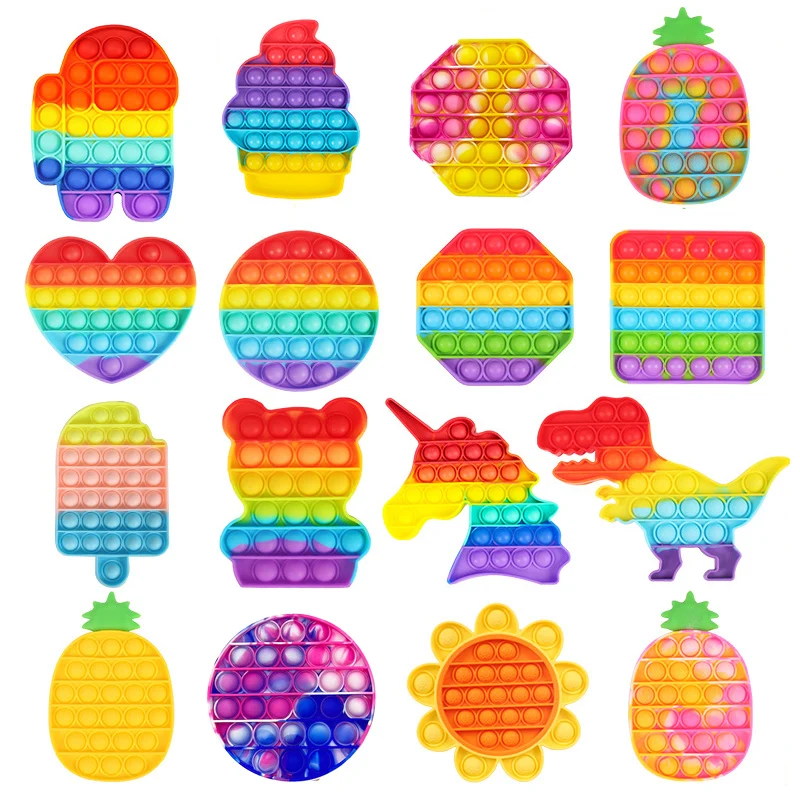 

Rainbow Fitget Toys Pop Game For Adult Kids Push Bubble Fidget Sensory Toy Autism Special Needs Stress Reliever Popoit