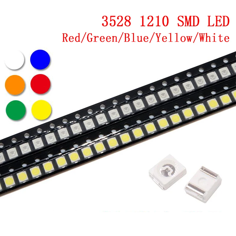 100 шт. супер яркий 3528 1210 SMD светодиодный красный/зеленый/синий/желтый/белый/UV/льда