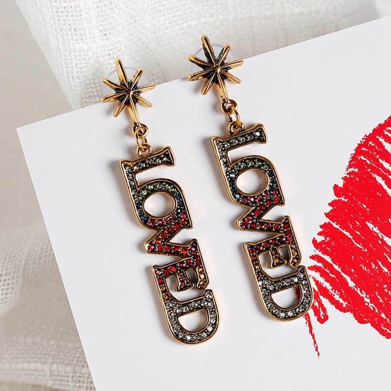 Женские серьги подвески с надписью Love|Серьги-подвески| |