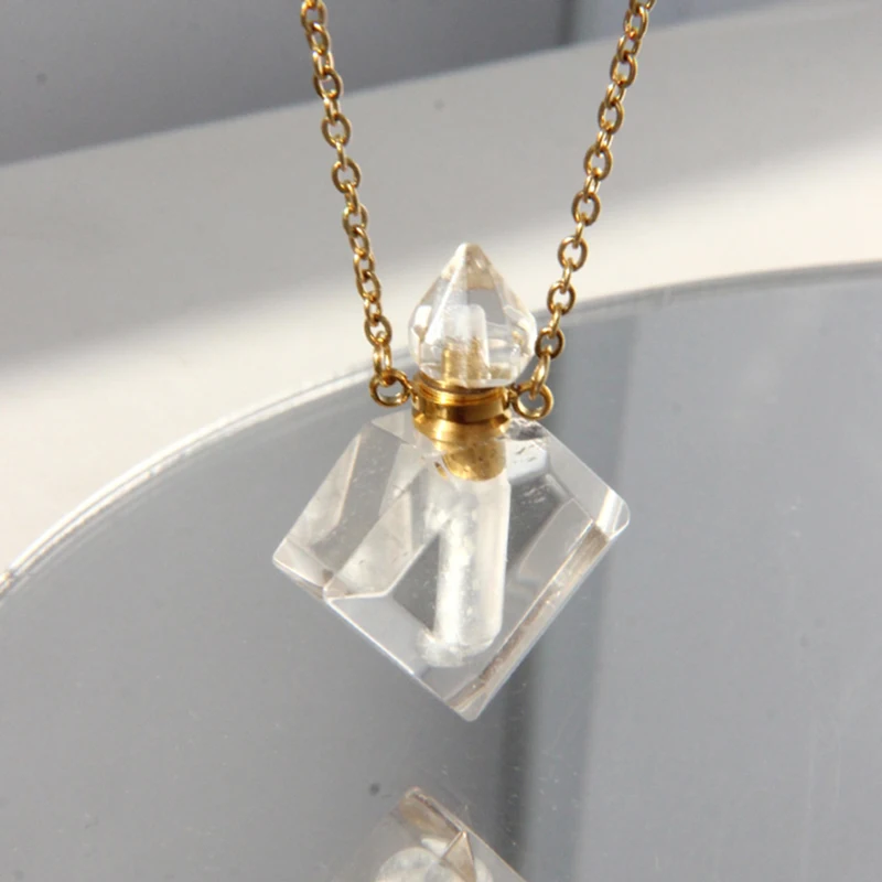 

Peri'sBox Natural Crystal DUTE-L Perfume Bottle Necklaces Lapis lazuli Energy Necklaces for Women Bohemia Vintage Jewelry 2021