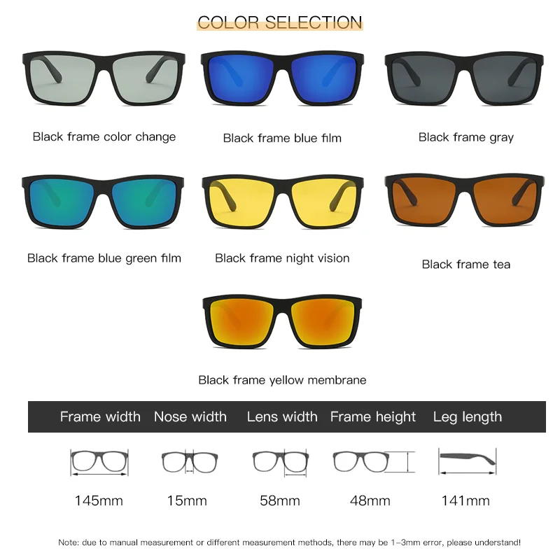 

Classic Men Polarized Sunglasses Brand Design Driving Sun Glasses Male Vintage Square Eyewear UV400 Shades Oculos masculino