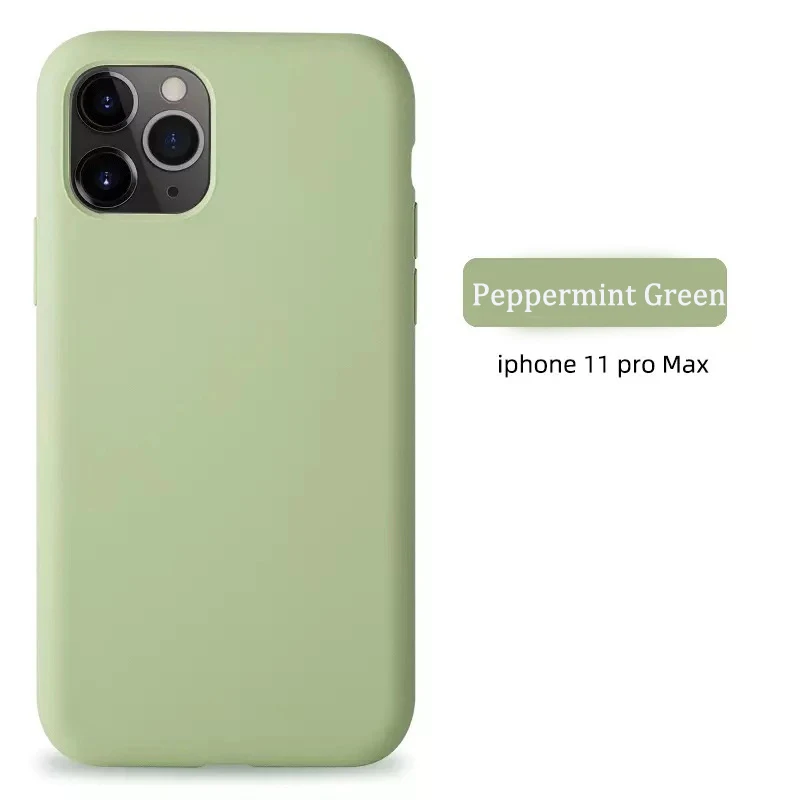 Жидкий силиконовый чехол для iphone 11 pro max X XS XR для iphone 6 7 8 Plus Мягкий тонкий полное покрытие 9-цвет чехол s - Цвет: Peppermint Green