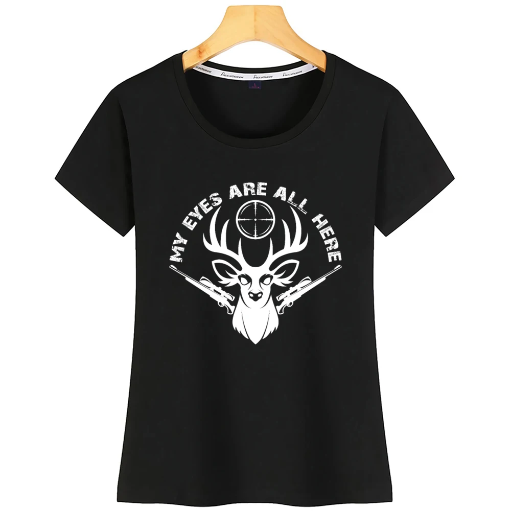 

Женская хлопковая Футболка с рисунком оленя охотника