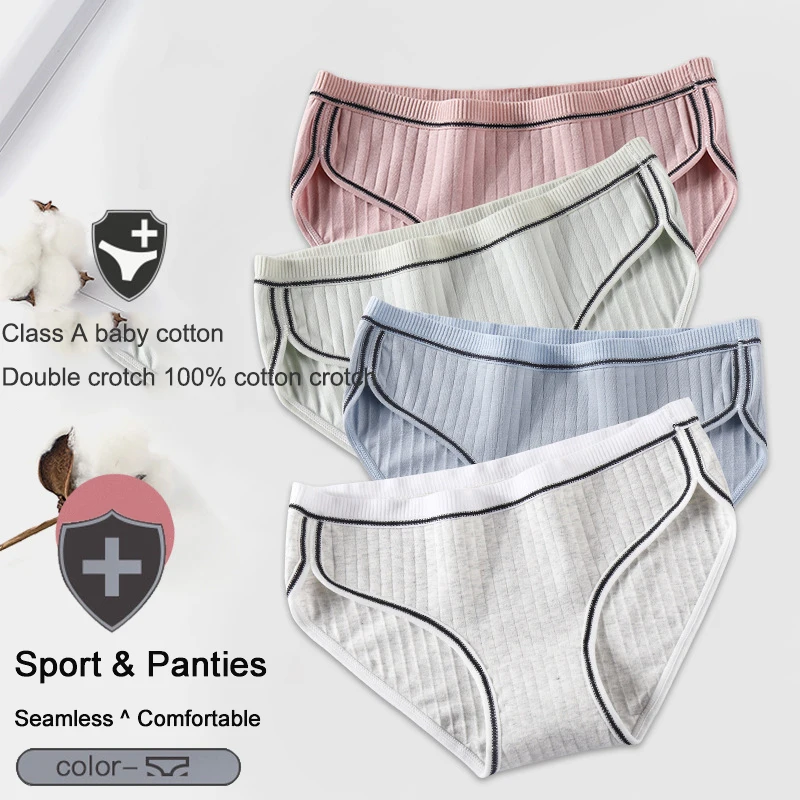 

Sexy Soft Solid Plus Size Panties Women Seamless Cotton Crotch Sport Briefs Underwear Female Low Waist Breathable Lady Lingerie