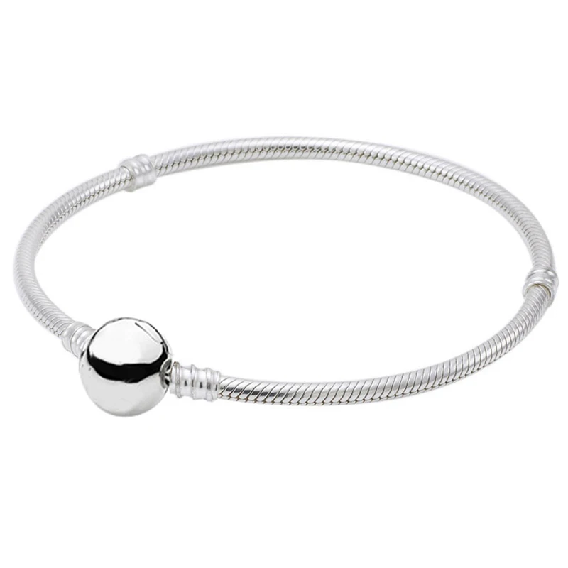 

Original Circular Clasp Snake Chain Basic Bracelets Bangle Fit 925 Sterling Silver Bead Charm Bracelet Diy Europe Jewelry