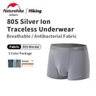 Мужские спортивные трусы Naturehike, M-80S, серебристые, ионные, без следов ледяного прикосновения, дышащие, для улицы, фитнеса, велоспорта, ежедневное нижнее белье