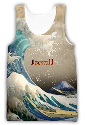 

Summer Funny Great Wave 3D Printed Mens Women Tank Top Sleeveless Casual Tee Vest