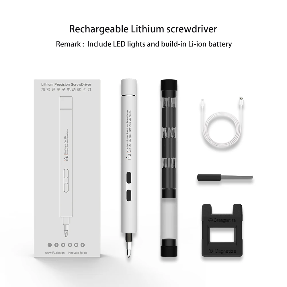 plastic white set1 IFu мини электрический беспроводной Магнитный Отвертка Инструмент Torx Hex Phillips комплект литий-ионный аккумулятор прецизионная ручная Отвертка Набор бит - Цвет: plastic white set1