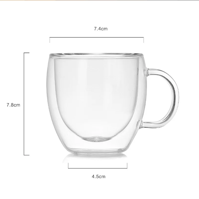 Стеклянная двухслойная кофейная чашка 200 мл с ручным чайным комплектом кружка