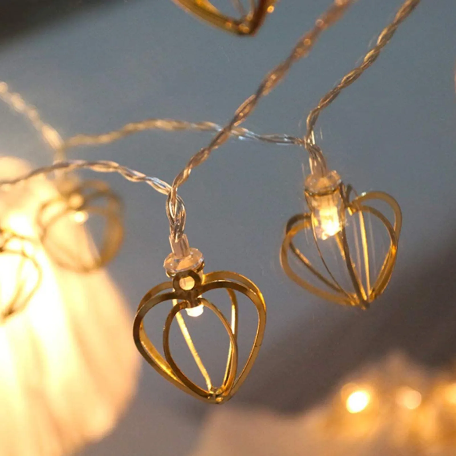 

Diamond Rose Gold String Lights,Water droplets Geometric Metal String Lights,Battery Operated Xmas Decor Led String Lights #36