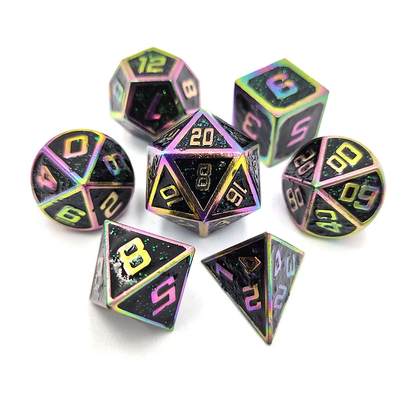 7 шт./лот многогранные металлические кубики Набор кубиков D &amp многослойные кости