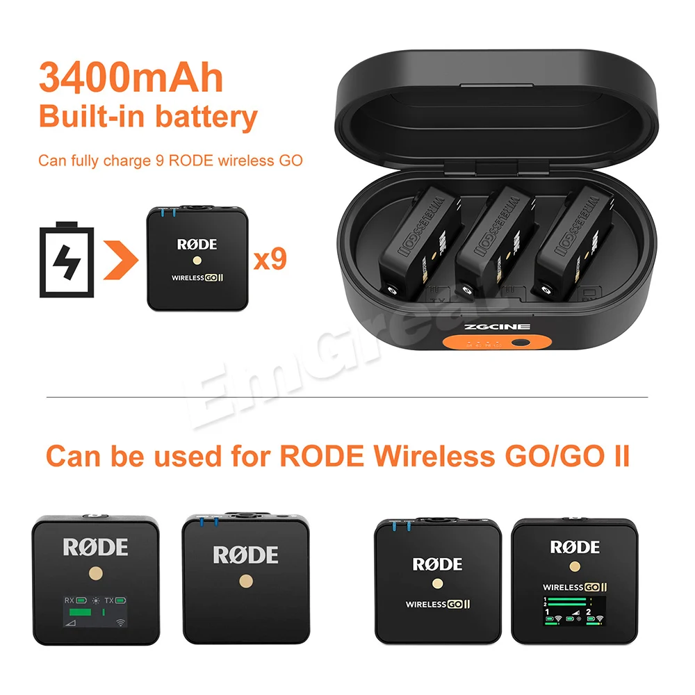 ZGCINE ZG-R30 Charging Case Box for Rode Wireless GO I II Mic with 3400mAh Built-in Battery Portable Fast Power Bank | Электроника