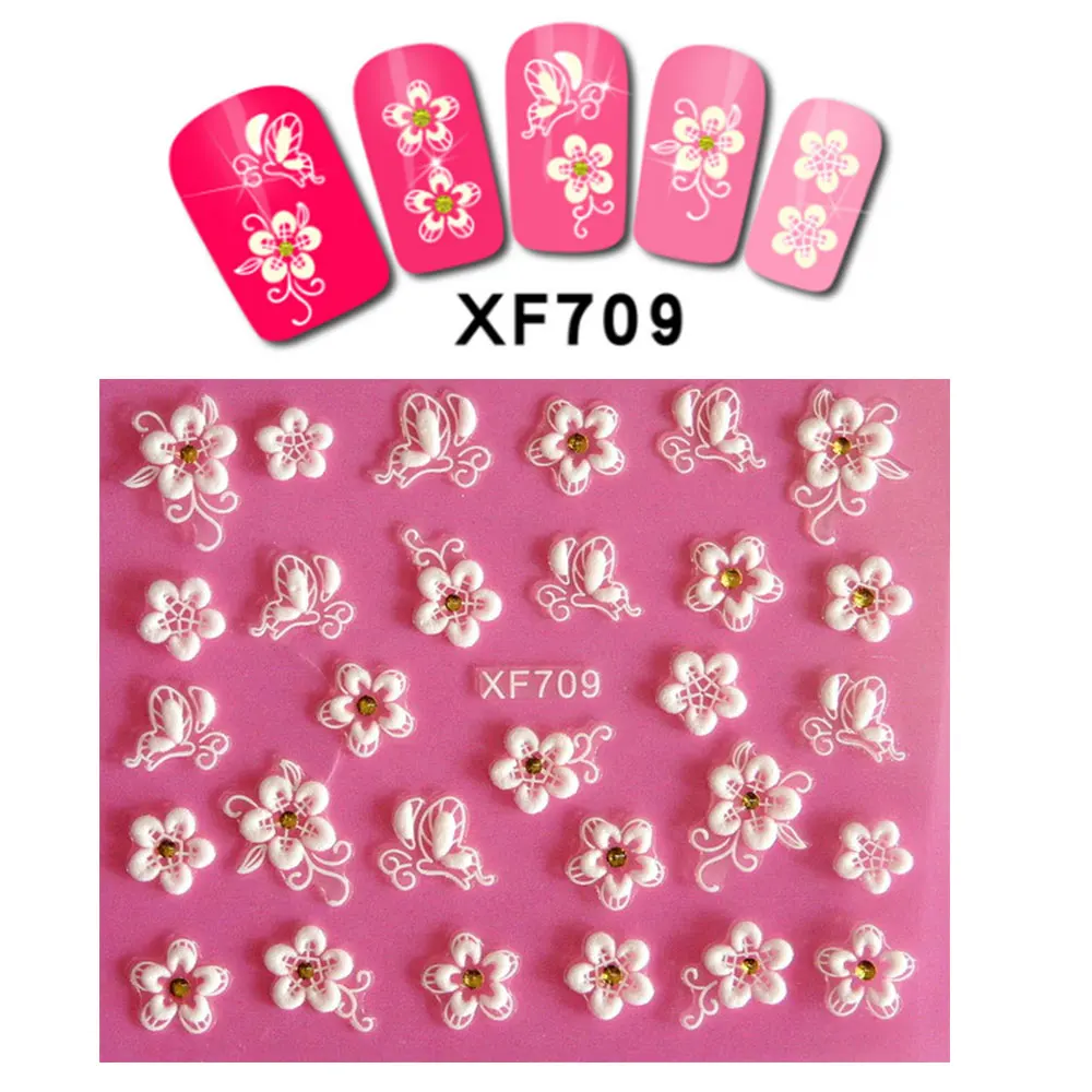 Переводные наклейки для ногтевого дизайна 3D белые переводные ногтей красивый