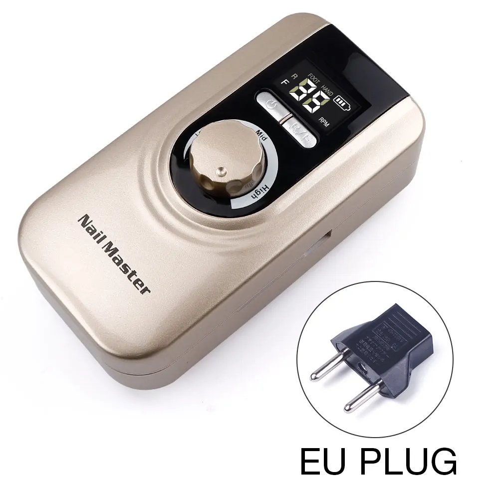 EU PLUG GOLDEN 35000 об/мин портативный маникюрный набор для маникюра, пилочка для ногтей, набор для маникюра с вилкой европейского стандарта, портативная шлифовальная машина для ногтей - Цвет: EU PLUG GOLDEN