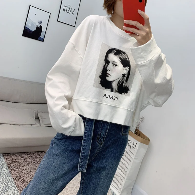 2020 оптовая продажа женская Повседневная Свободная Толстовка с круглым вырезом и