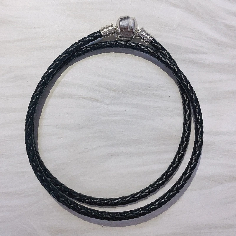 

Authentic 925 Sterling Silver Moments Braided Leather Europe Bracelet Fit Fashion Women Bead Charm Bangle Gift DIY Jewelry Authe