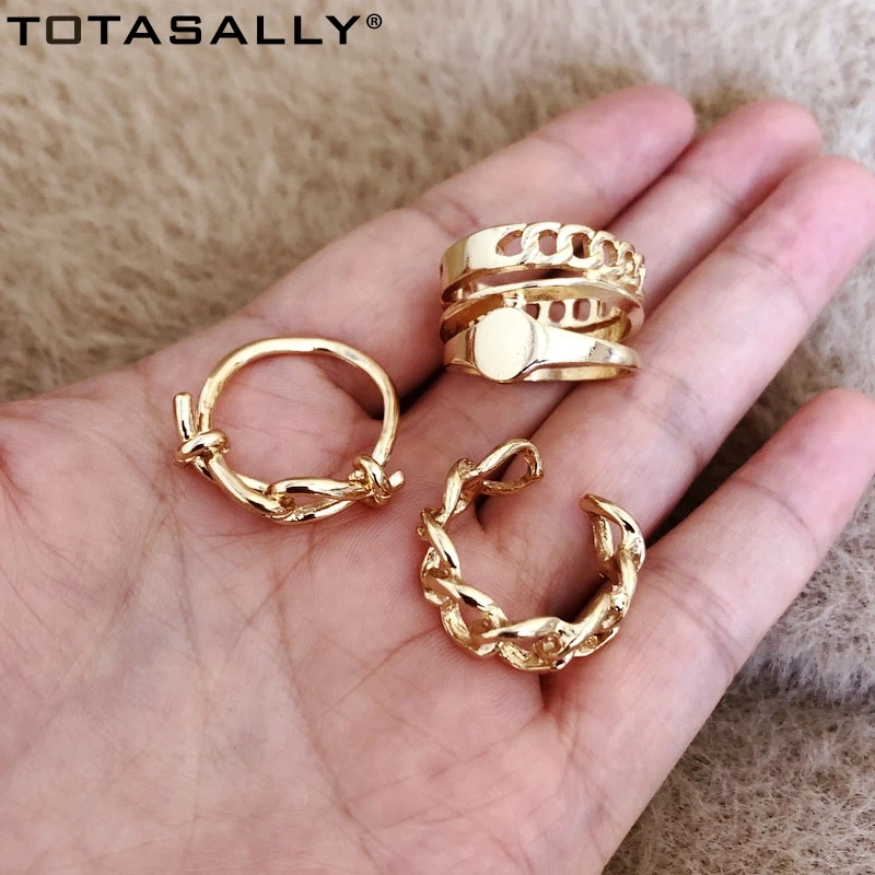 

TOTASALLY Fashion Finger Rings for Women Hit-hop Alloy Curb Chain Ring Ladies Evening Club Show Jewelry Dropship