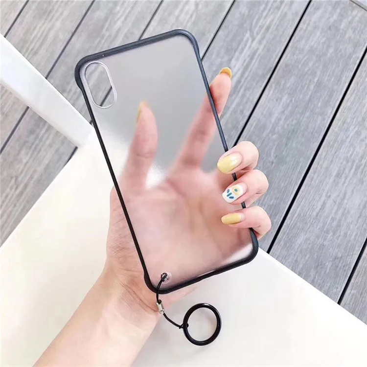 Бескаркасный Прозрачный матовый Жесткий Чехол для iPhone X XS MAX 8 7 Plus защитное кольцо