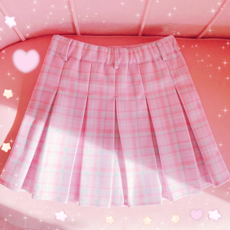 Новые Сексуальные женские юбки с завышенной талией милые розовые трапециевидные