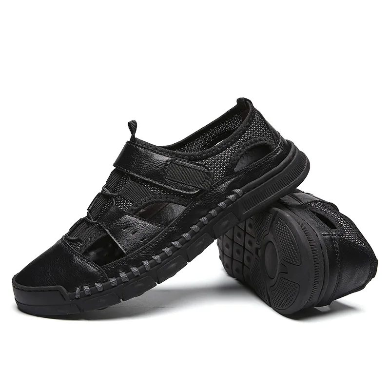 2019 Новый Мужские сандалии из натуральной кожи летние пляжные Для Мужчин's