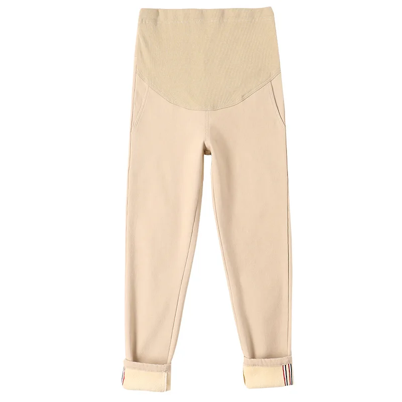 Зимние теплые бархатные брюки для беременных утепленные повседневные