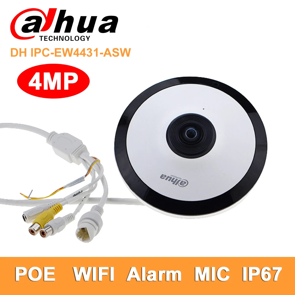 Dahua IPC EW4431 ASW Fisheye IP камера безопасности HD 4 МП панорамная сеть WiFi IP67 H.265 PoE Mic Слот