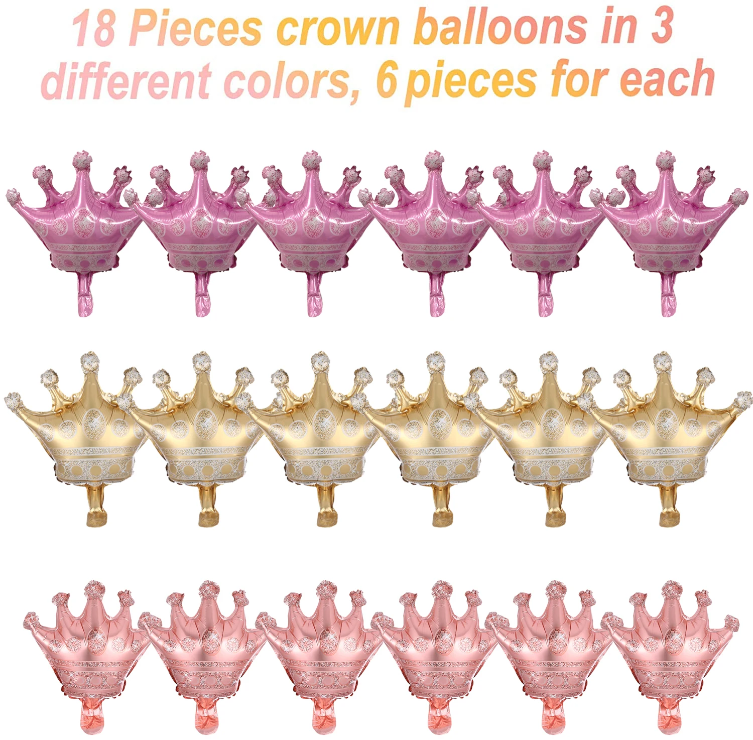 

18pcs Mini Crown Aluminum Foil Balloons Gold Pink Blue Crown for Christmas Wedding Birthday Party Decoration Supplies 29x29cm