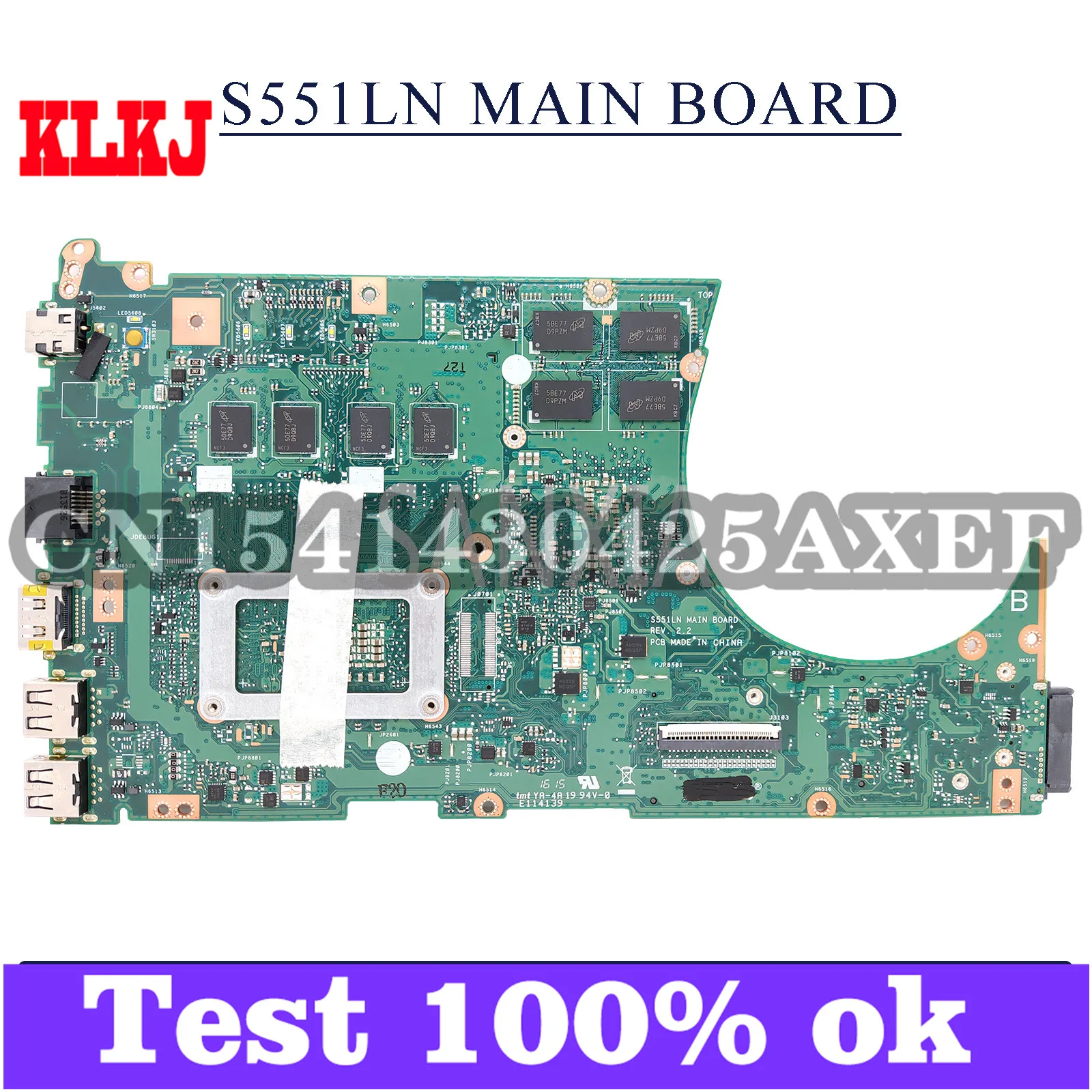

KLKJ S551LN Laptop Motherboard For ASUS S551LN S551LB S551L Original Mainboard 4GB-RAM I7-4500U GT840M