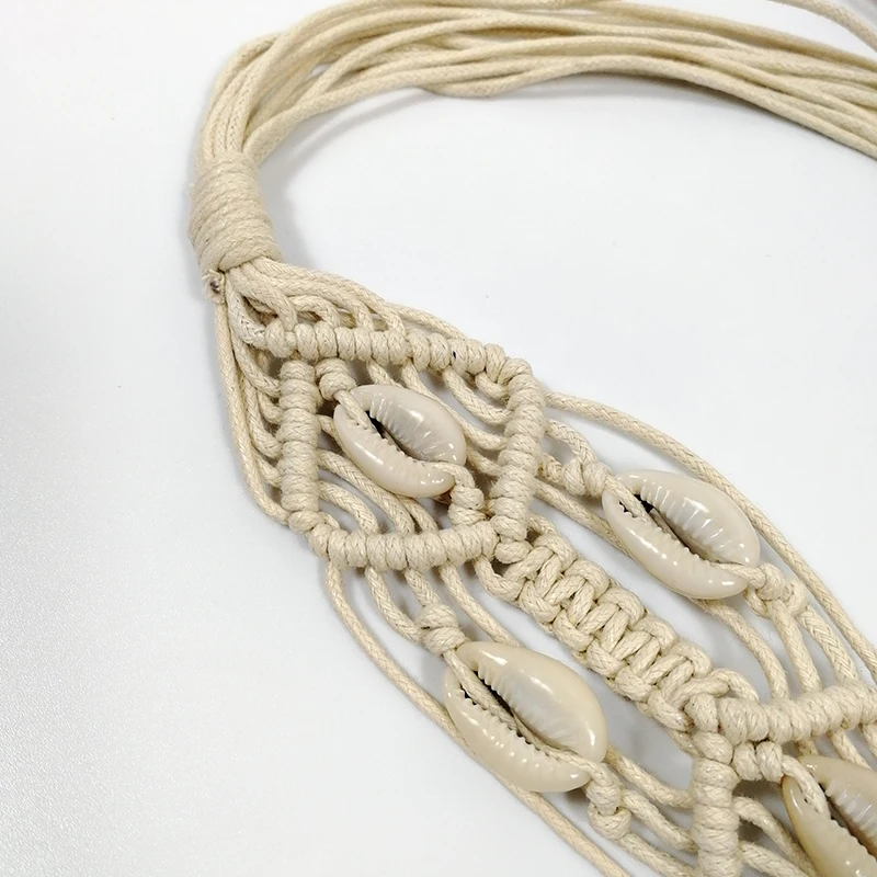 

Designer belts for women high quality bohemia shell straw belt boho dress waistband knot long cummerbunds wide ceinture femme