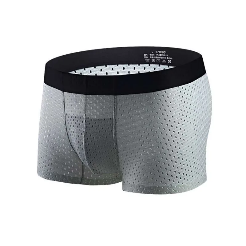 Трусы-боксеры мужские сетчатые дышащие ультратонкие бесшовные шорты из ледяного