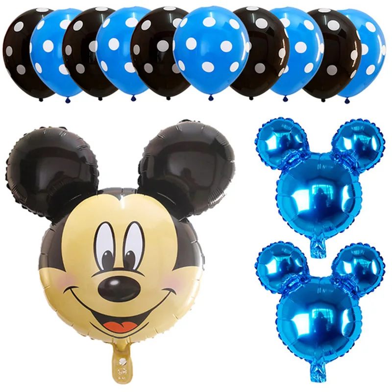 Blue Miqi 13 шт. фольгированные гелиевые шары Микки и Минни Маус, латексные шары для вечеринки в честь Дня Рождения, для мальчиков и девочек - Цвет: Blue Miqi