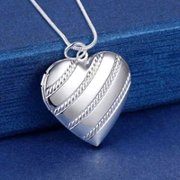 Hot new 925 Stamp Silver Necklace Heart photo frame Pendant for woman Fashion brands party wedding Jewelry Holiday gifts