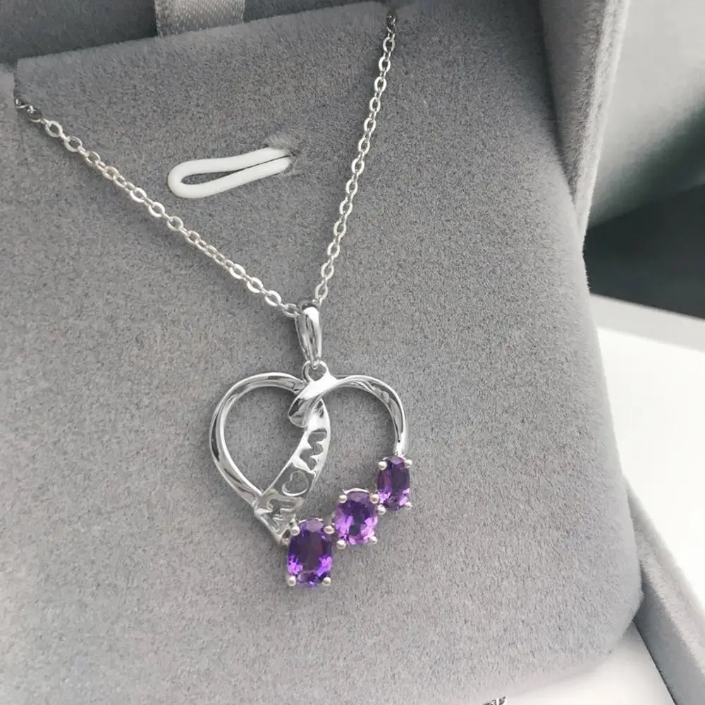 Hutang кулон в виде сердца ювелирное изделие натуральный аметист Твердое Серебро 925