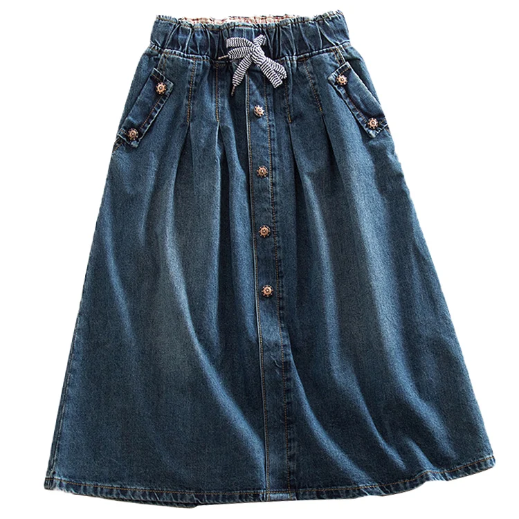 

2021 New Women Skirts Summer Lace Up Elastic Waist Denim Skirts Loose Casual Female A-Line Skirts Jeans Saia Faldas Plus Size