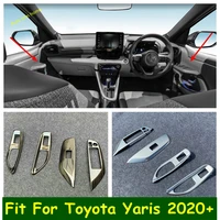 inner door armrest window lift button control panel cover trim for toyota yaris 2020 2021 stainless steel accessories interior